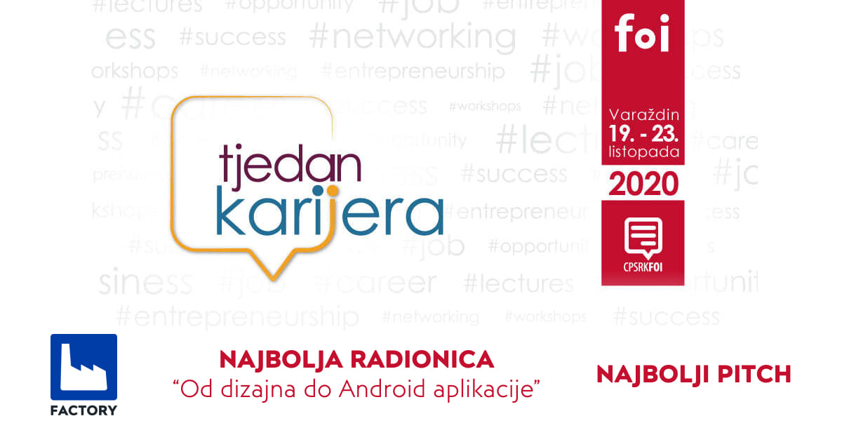 Factory nagrada za najbolju radionicu i pitch na Tjednu karijera - FOI - 2020