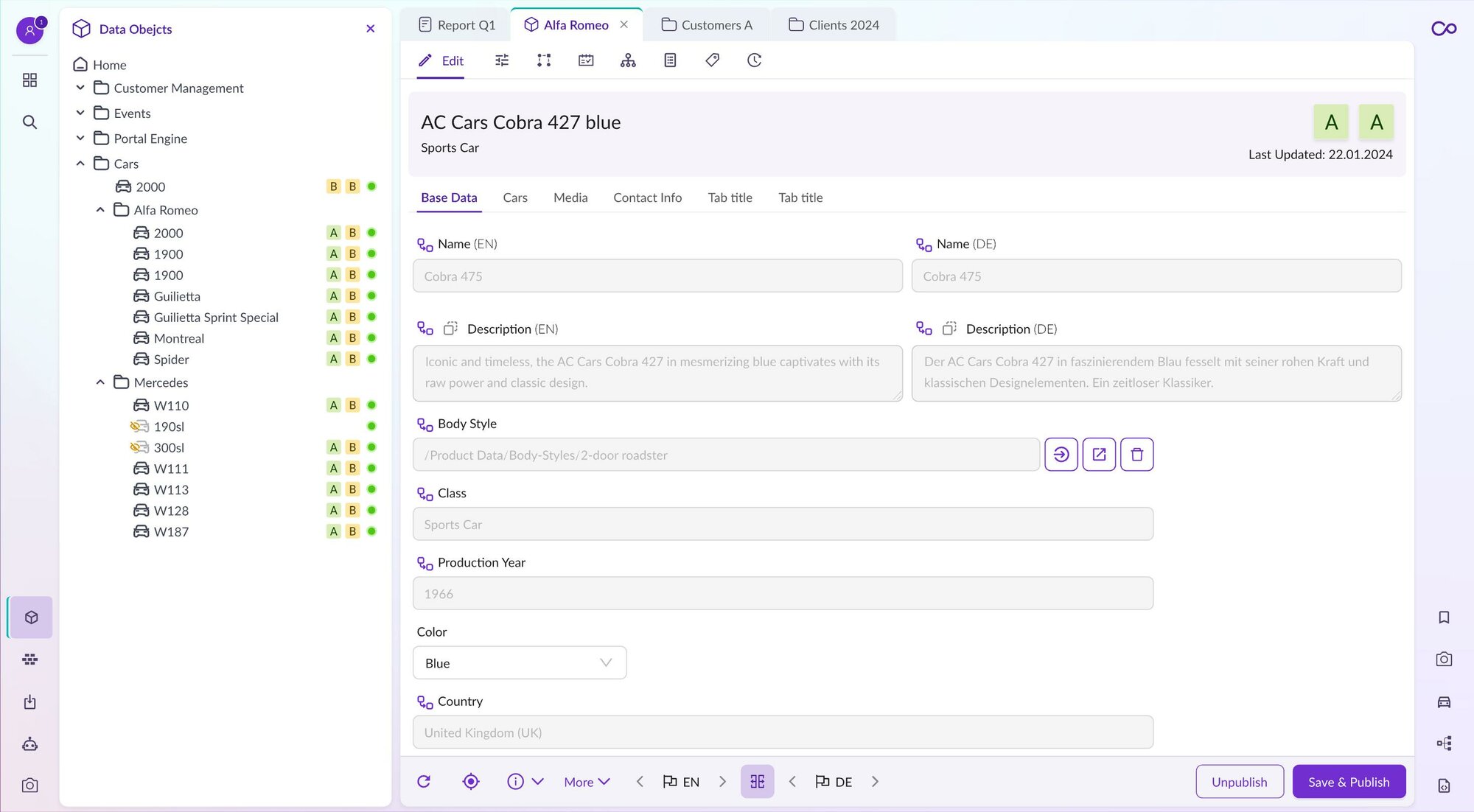 pimcore studio data object editor