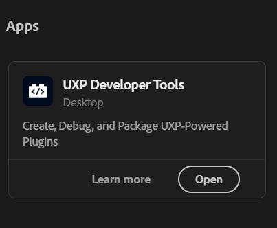 UXP Developer Tools app